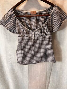 Black Check Peplum Babydoll Top